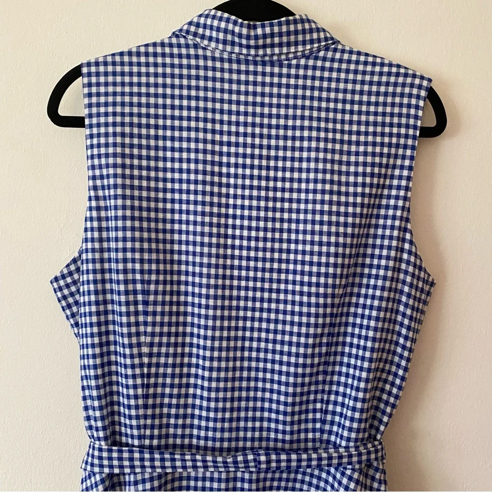 Be by Chetta B. Gingham Button Up Tie Waist A-Line Sleeveless Dress - Picture 7 of 12
